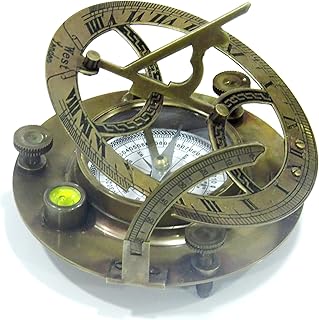 NauticalMart Sundial Compass 5in Dia with Hardwood Box - Antique Sundial Compass Replica -West London