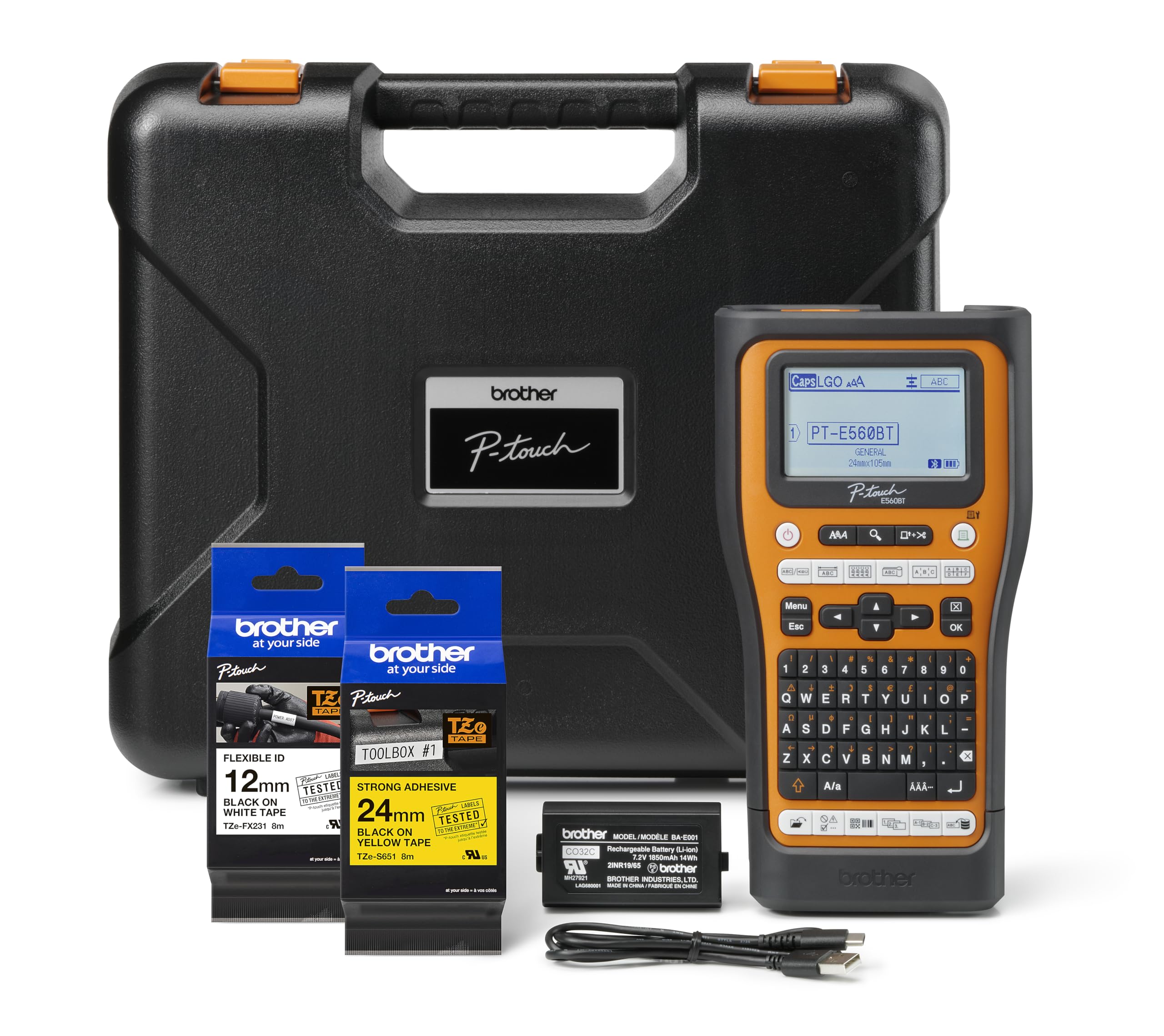 PT-E560BTVP Electrician label printer | Prints up to 24mm | Bluetooth | Pro Label Tool app Connectivity | Dual auto- cutter | USB-c connectivity