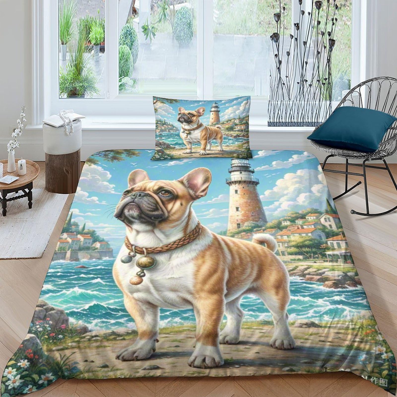 Parure de couette motif chien 135x200cm pour décorer une chambre d'ado
