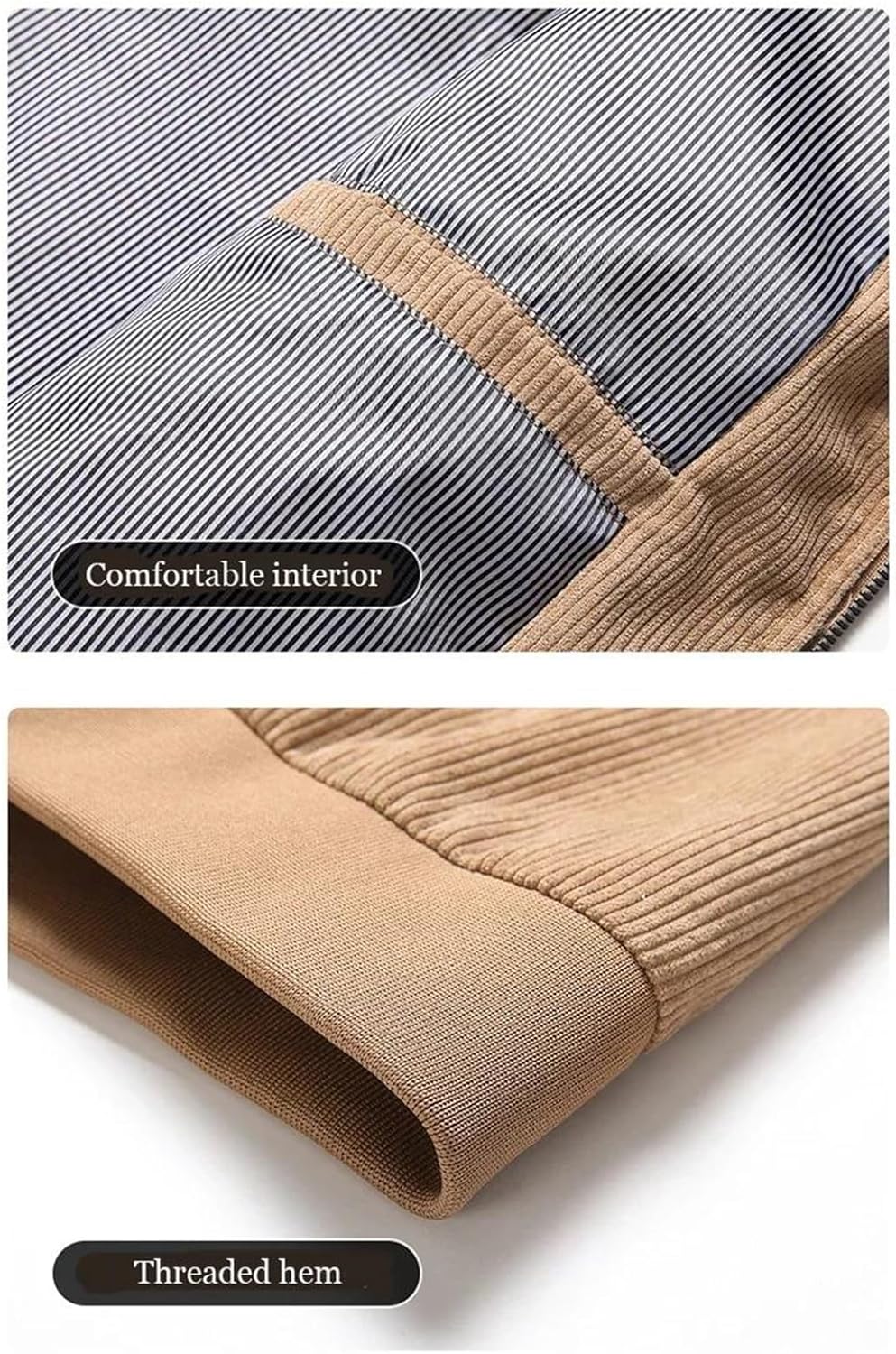 Men's Corduroy Coat Cotton-Padded Jacket Lightweight Windproof Outerwear Lapel Jacket