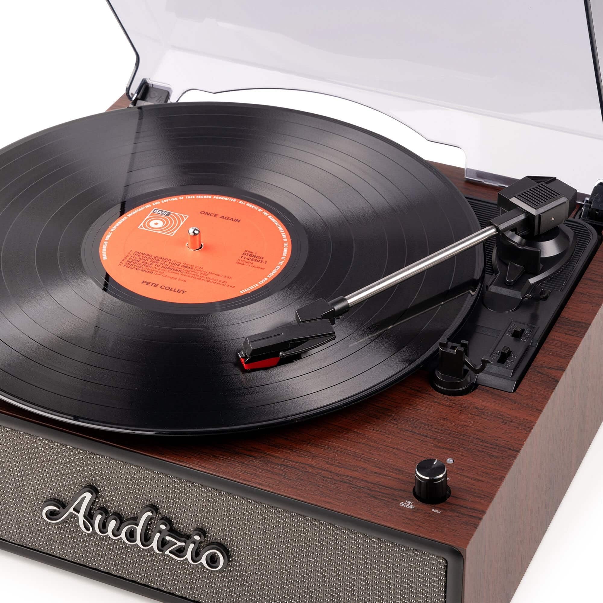 Audizio Reno - Platine Vinyle rétro avec Enceintes intégrées - Lecture 33/45/78 Tours - Design Vintage - Couleur Bois