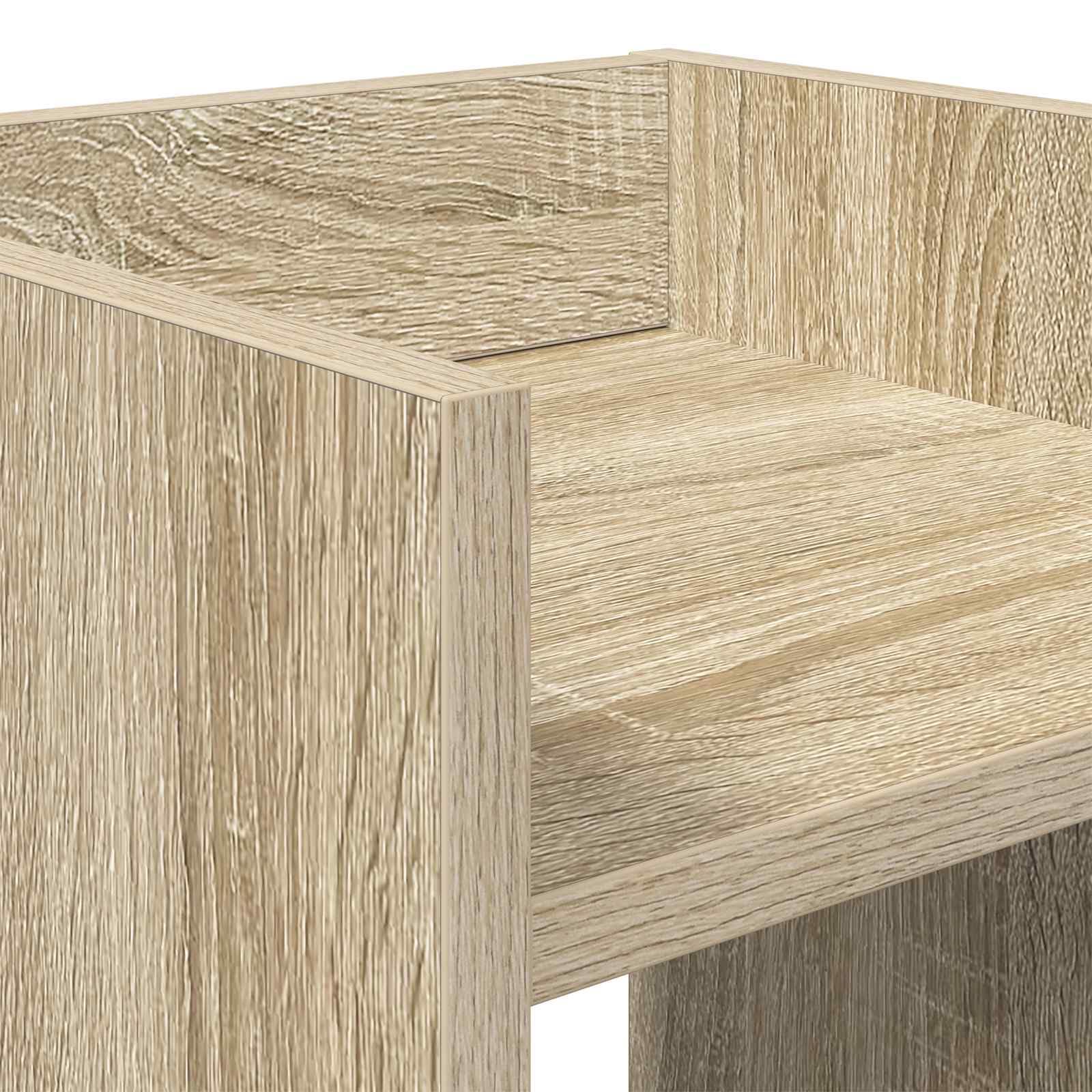 Soporte para plantas de roble Sonoma, 30 x 30 x 80 cm, columna para plantas de madera, moderno soporte para flores con 2 estantes para plantas de interior, soporte vertical para salón y