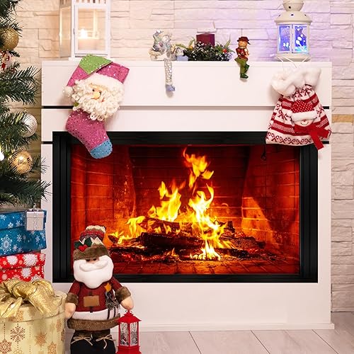 Miniatura 2 de Calcomanías de pared grandes para chimenea, calcomanías de pared de Navidad 3D, calcomanías de fuego para paredes, calcomanías navideñas para