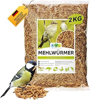 EWL Naturprodukte Mehlwürmer getrocknet 2kg entspricht 13ltr. Insektensnack für Vögel, Fische, Schildkröten, Nager und Reptilien product image
