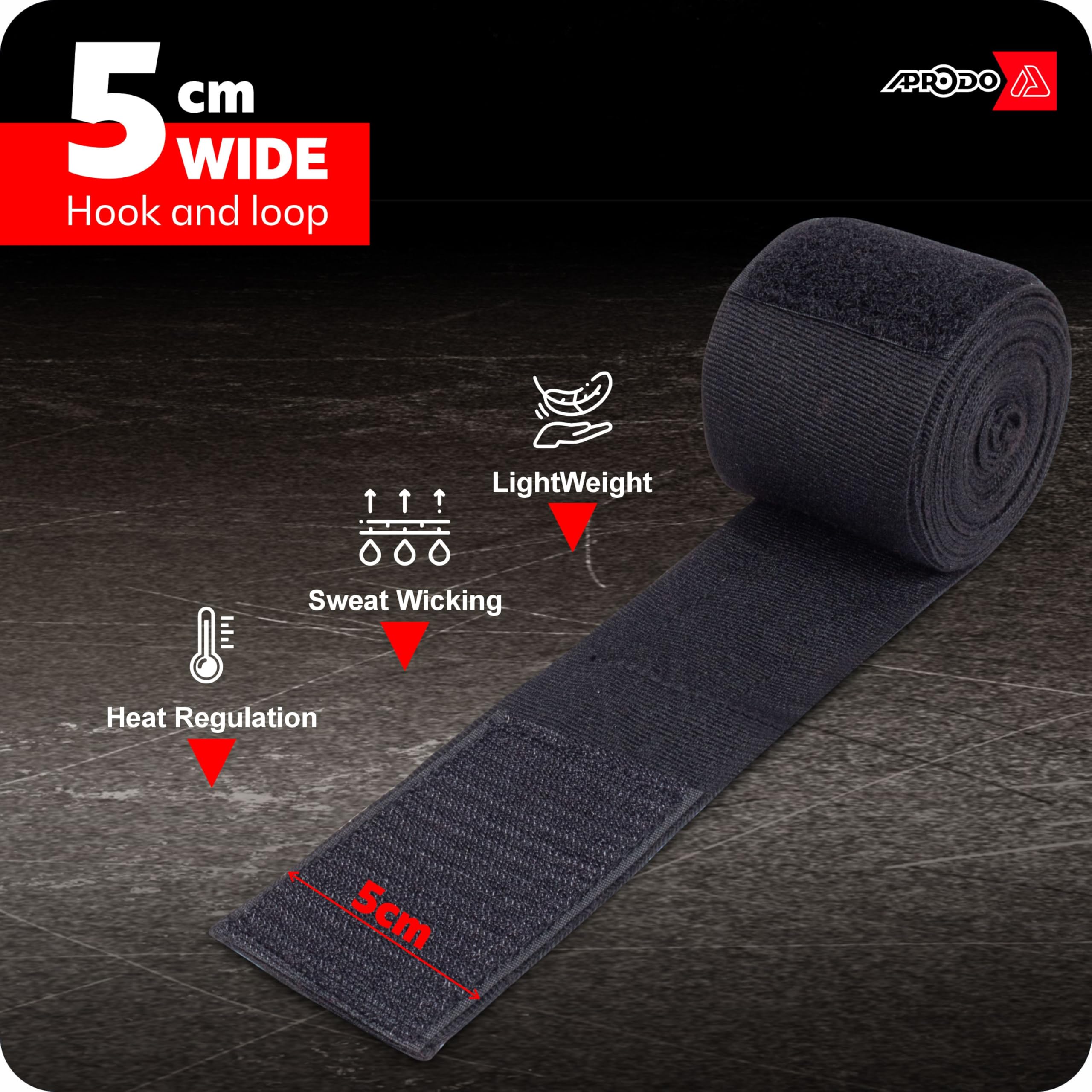 APRODO Boxing Hand Wraps Perfect Spandex Elastic Stretch for Men & Women (Black, (180") 4.50m) 3