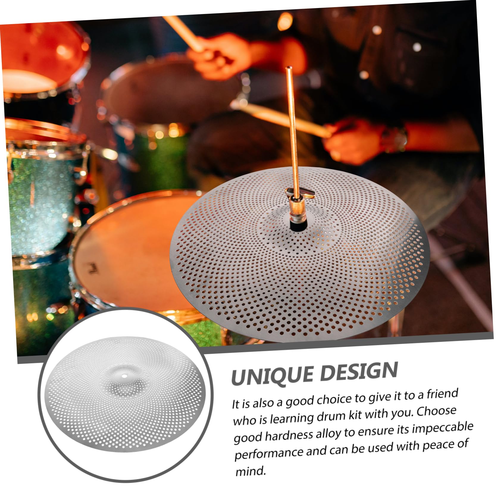 TOYANDONA 14 Inch Alloy Low Volume Cymbal for Drum Set Silent Mute Pad Easy to Install
