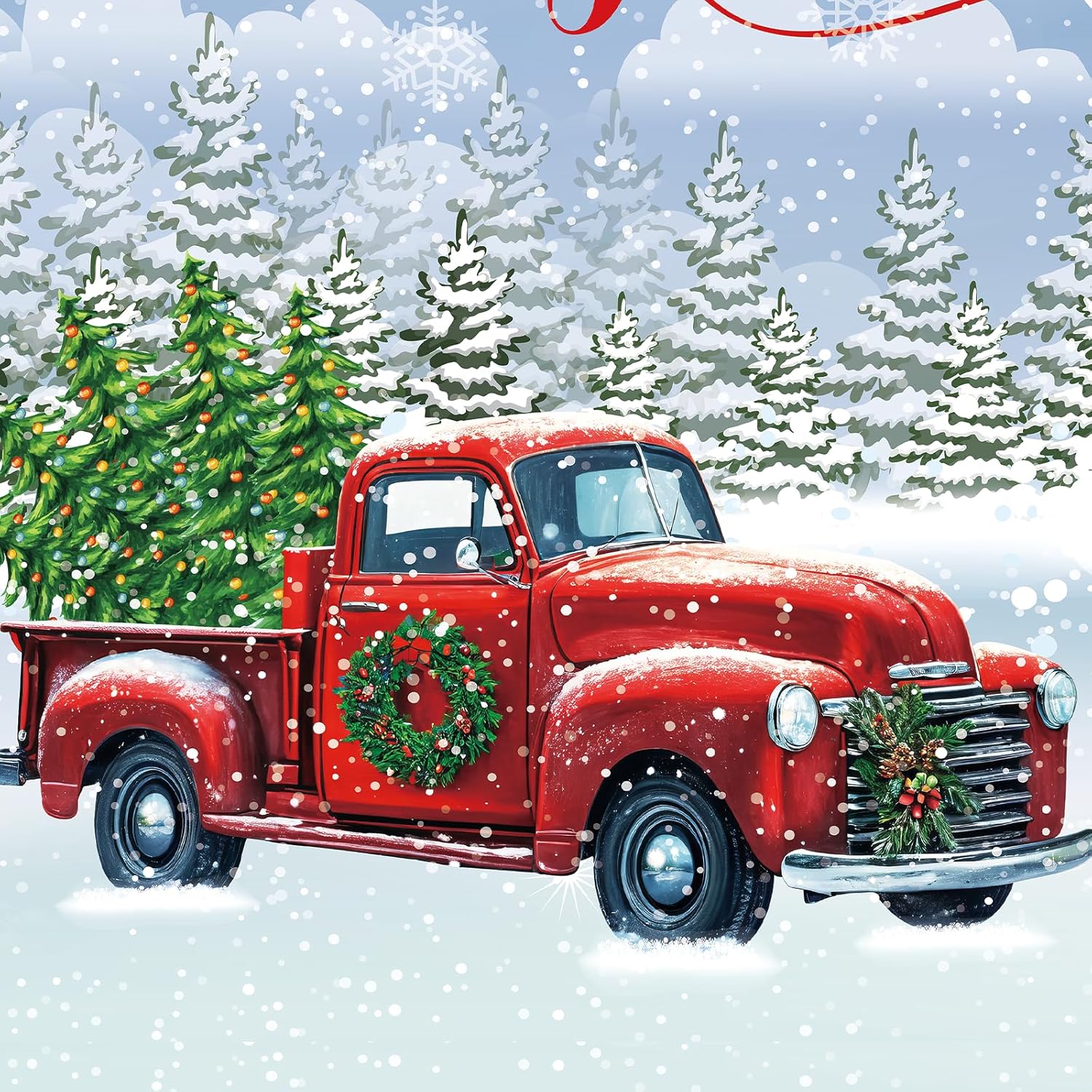 7x16 ft Christmas Garage Door Banner, 2025 Holiday Garage Door Decoration, Large Door Cover with Festive Design, Outdoor Xmas Banner, Merry Christmas Mural (Blue-2)