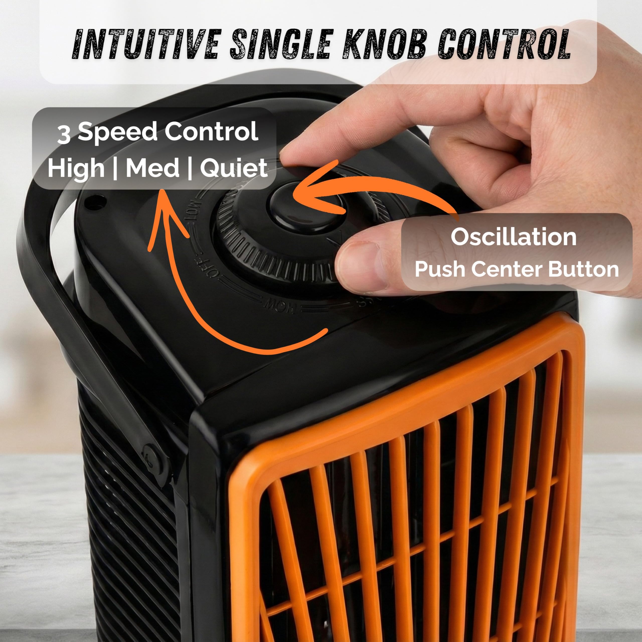 Ekvira Aura High Speed Cooling Fan NEW | High Speed Tower Fan | 120° Oscillation | 3 Speed Single-Knob Control | Bladeless Safe Design | 1 Year Warranty | Portable Table Fan for Home Office Kitchen 4