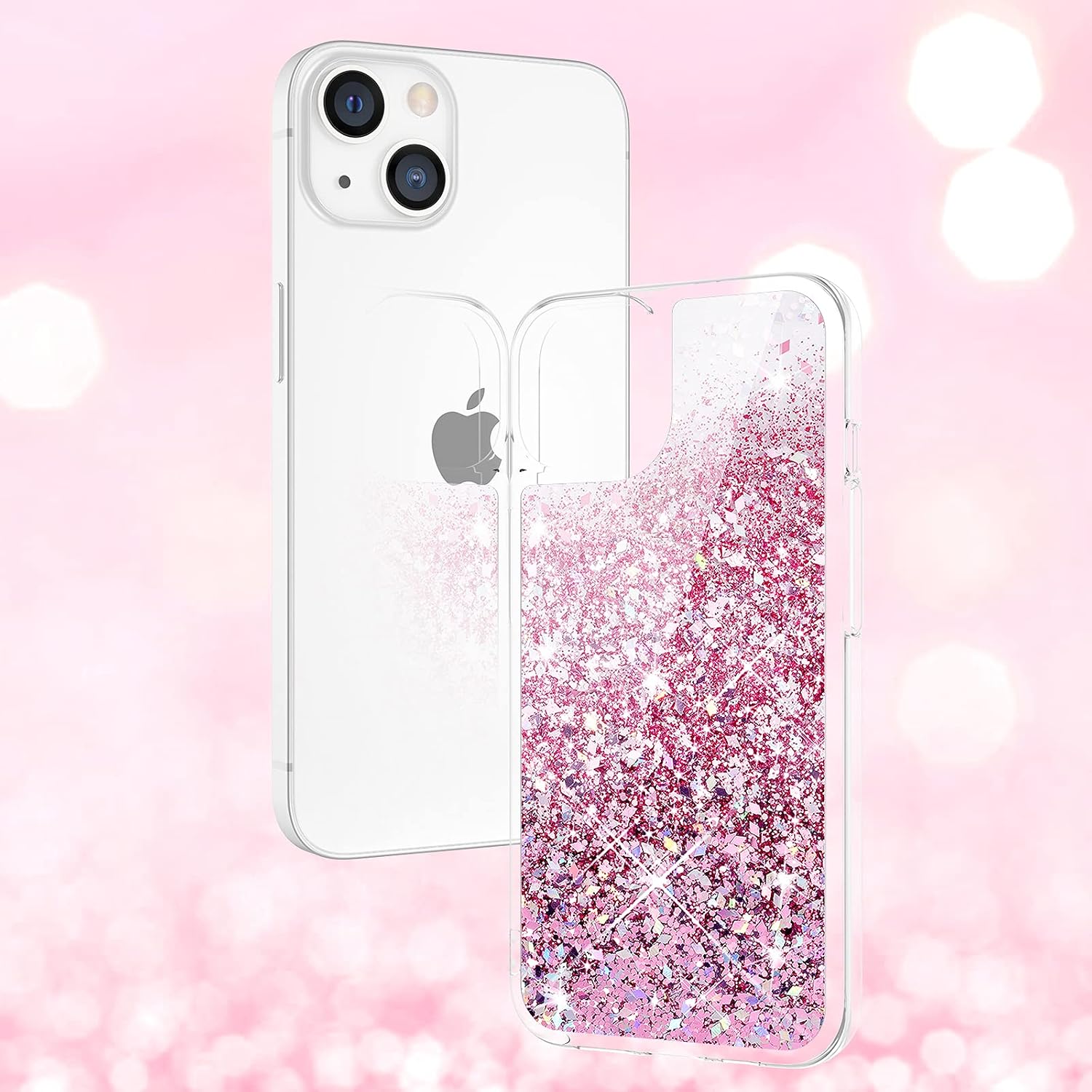 Maxdara Glitter Case for iPhone 13 Case for Girls Women (with Screen Protector) Shiny Bling Sparkle Luxury Pretty Soft TPU Protective Phone Case for iPhone 13 6.1 inches (Rosepink)