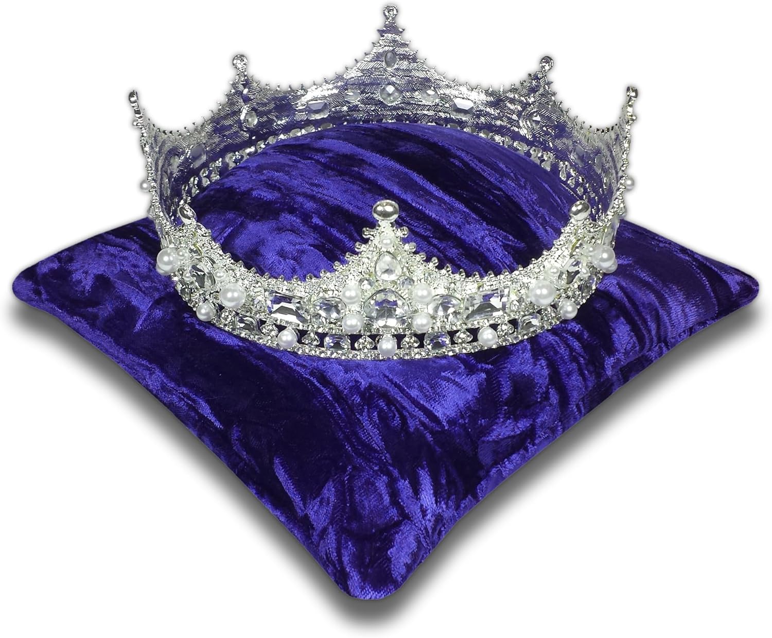 7.5 Inch Square Blue Purple Crushed Velvet Tiara & Crown Display Pillow Stand, TPV55L