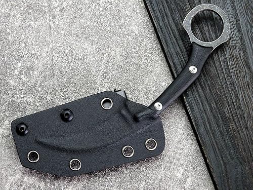 Miniatura 7 de C1151 Cuchillo de hoja fija, hoja D2 y mango G10, cuchillo EDC para acampar al aire libre senderismo (negro)