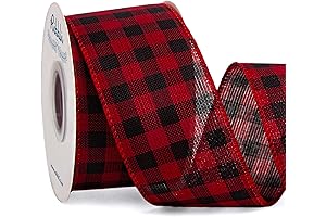 Ribbli Red and Black Wired Ribbon: Enhance Your Festive Spirit with Burlap and Plaid Charm