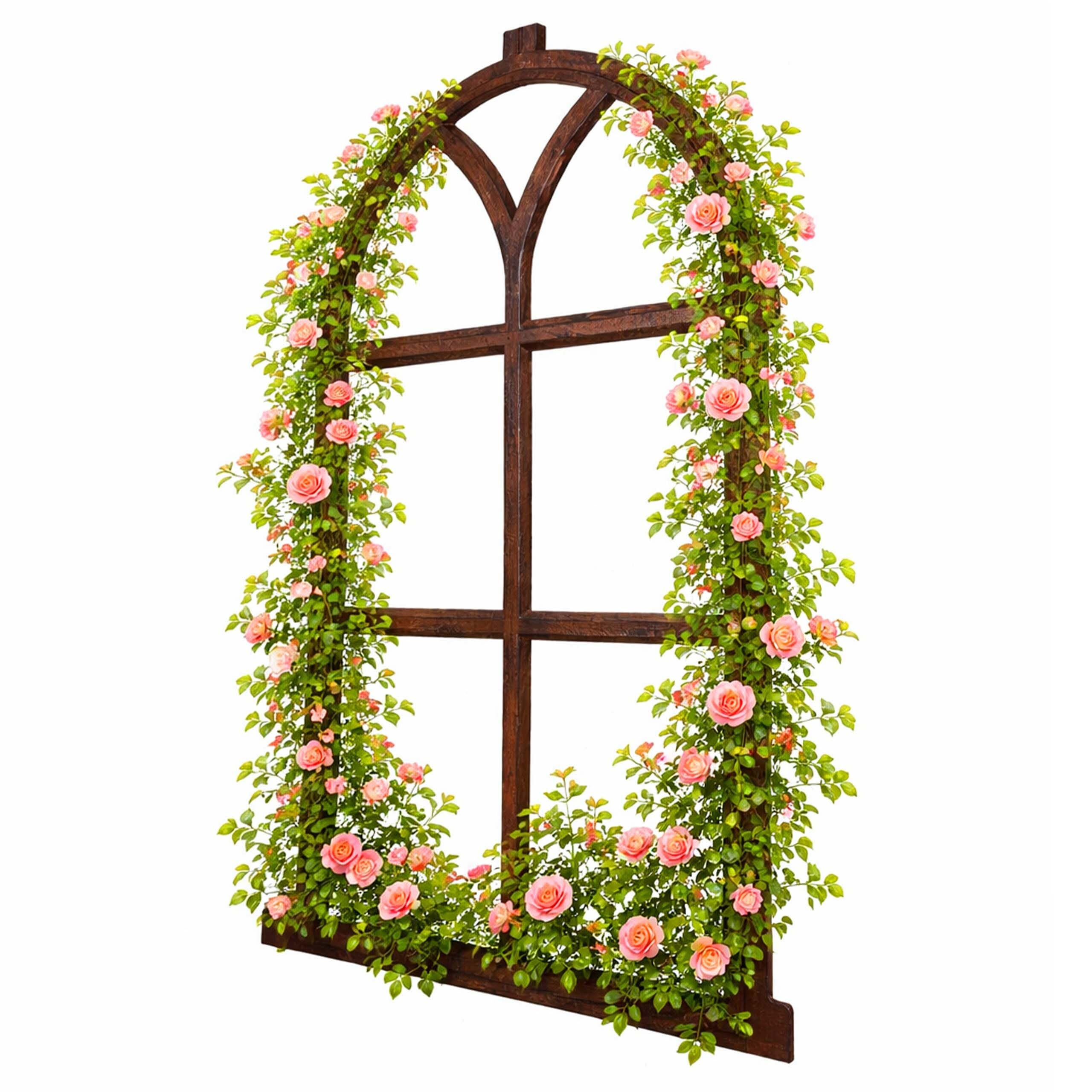 Relaxdays Stallfenster Gusseisen, Vintage Fensterrahmen, Wanddeko & rustikale Rankhilfe, HB: 68 x 44 cm, antik, braun
