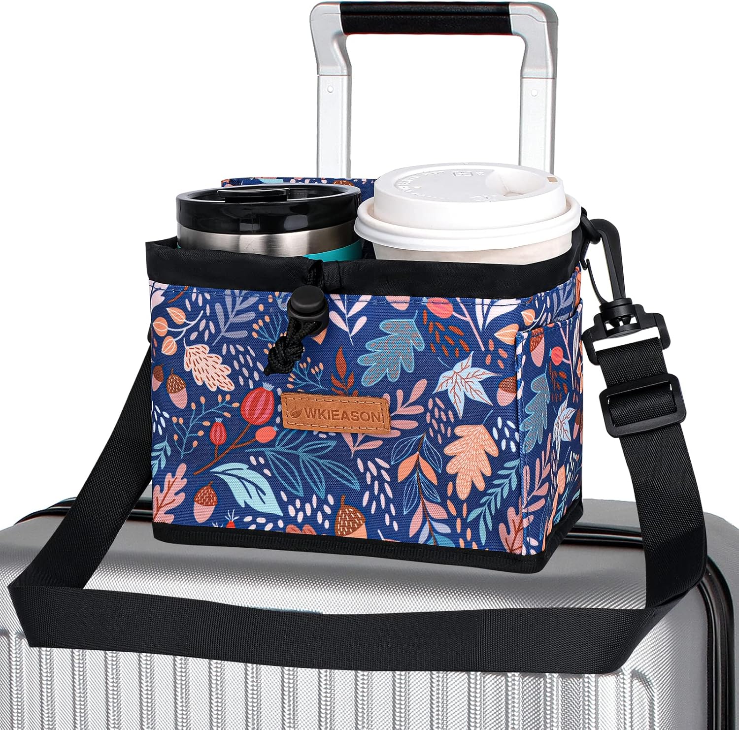 WK IEASON Luggage Coffee Cup Holder Drink Holder with Strap 1624OZ, Carry On Coffe