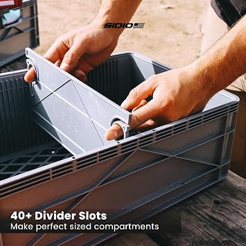 SIDIO Basic Pack, Heavy Duty Stackable Storage Bins with Dividers, Green