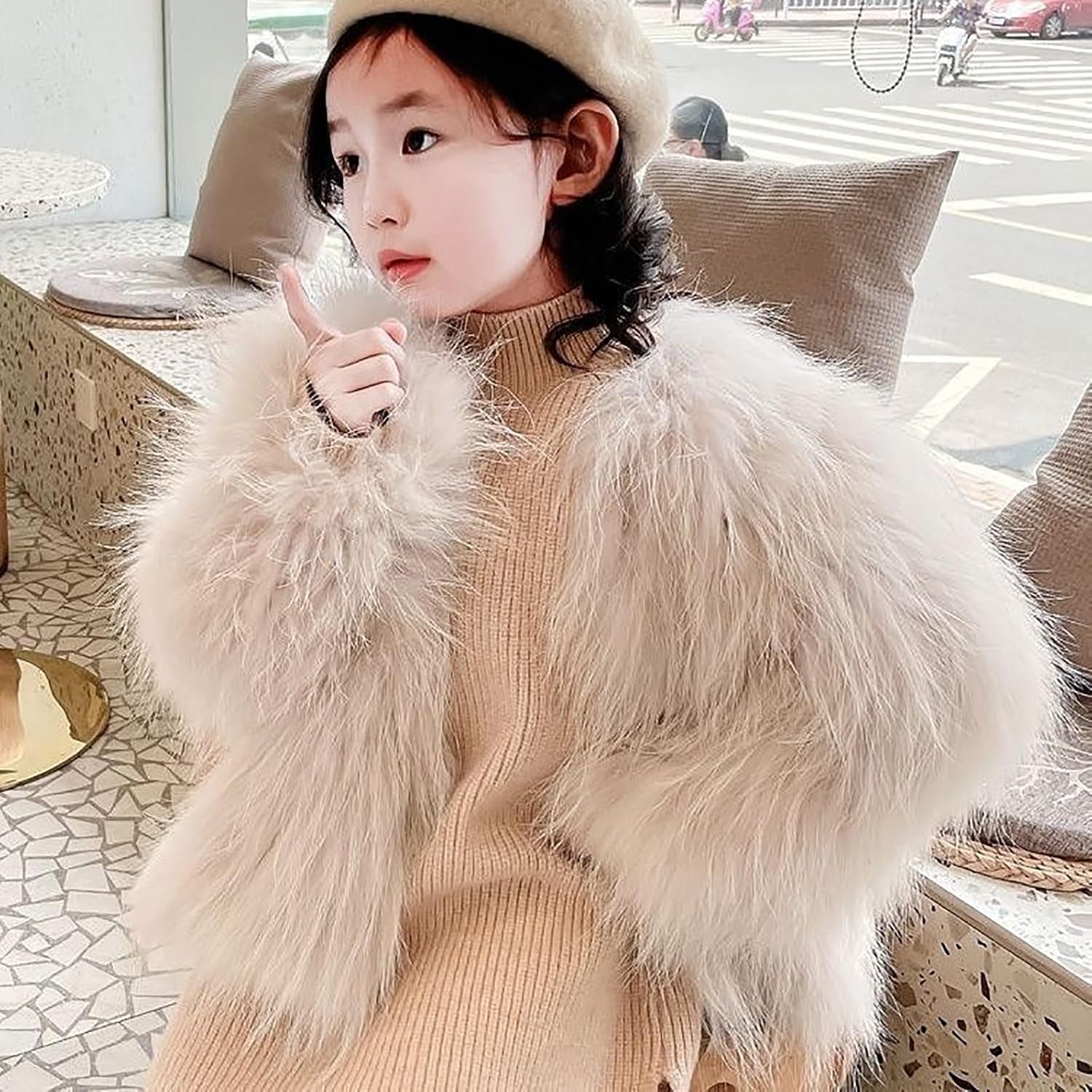 Kids Girls Faux Fur Jacket Open Front Cardigan Trendy Windproof Shaggy Coat Winter Toddler Furry Thicken Outerwear