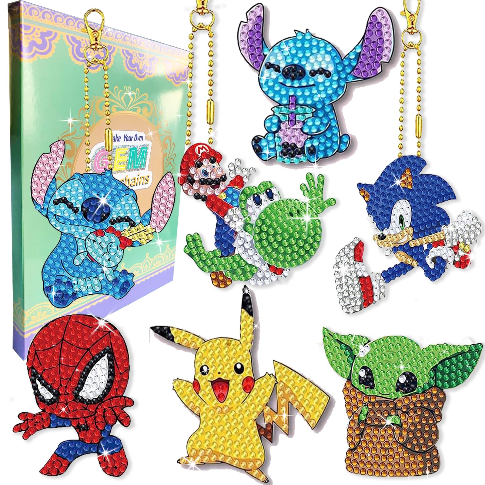 Sencangxun Diamond Art for Kids Keychain - Arts and Crafts for Girls & Boys Crafts Kits Ideal Gifts for Kids Age 6 7 8 9 10 11 12 - Craft Kits for Kids Age 6-12 Boy