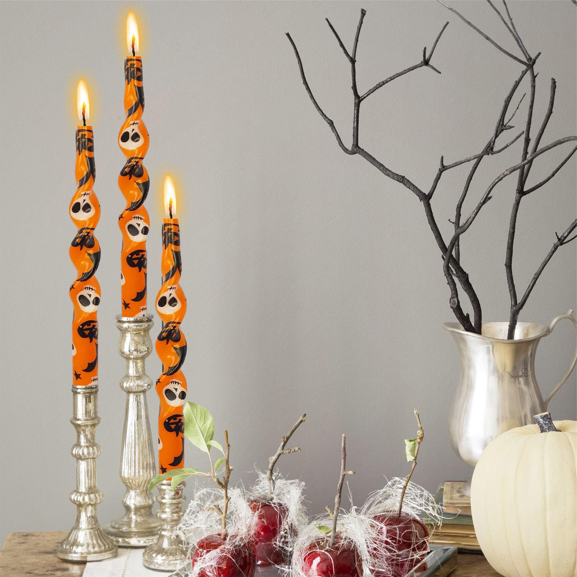 Print Taper Candle Twisted Candlesticks -Gedengni 4pcs Orange Spiral Candle Long Candle Sticks 10inches Handmade Tapered Candles for Home Party Wedding Restaurant Holiday Decor