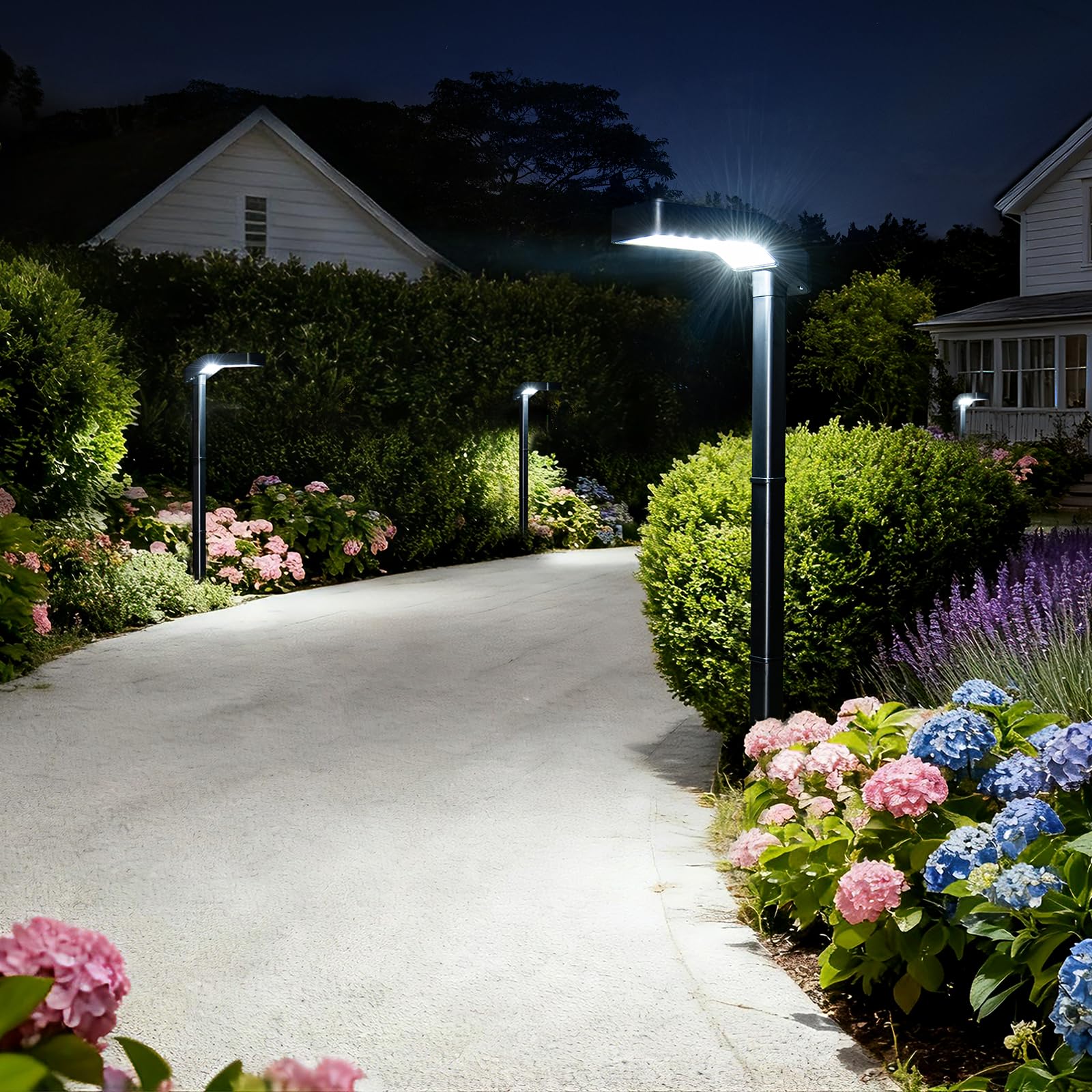 A.bigwhale Illuminazione stradale per esterni, luce solare per esterni, giardino, 2 pezzi, luce solare impermeabile, con 3 temperature di colore, lampada solare, illuminazione da giardino, terrazza