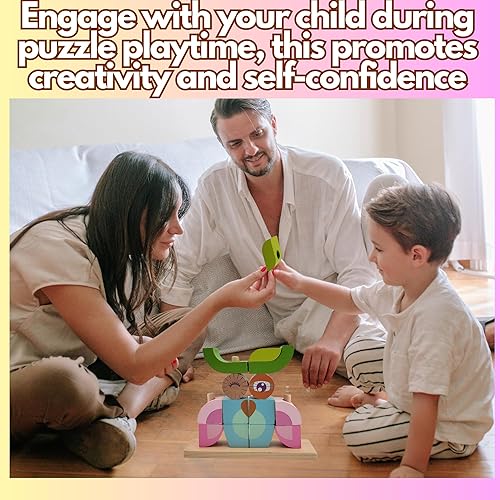 Miniatura 6 de Rompecabezas de madera para niños Montessori Bloques de construcción  Juguetes educativos preescolares de aprendizaje, rompecabezas apilables de