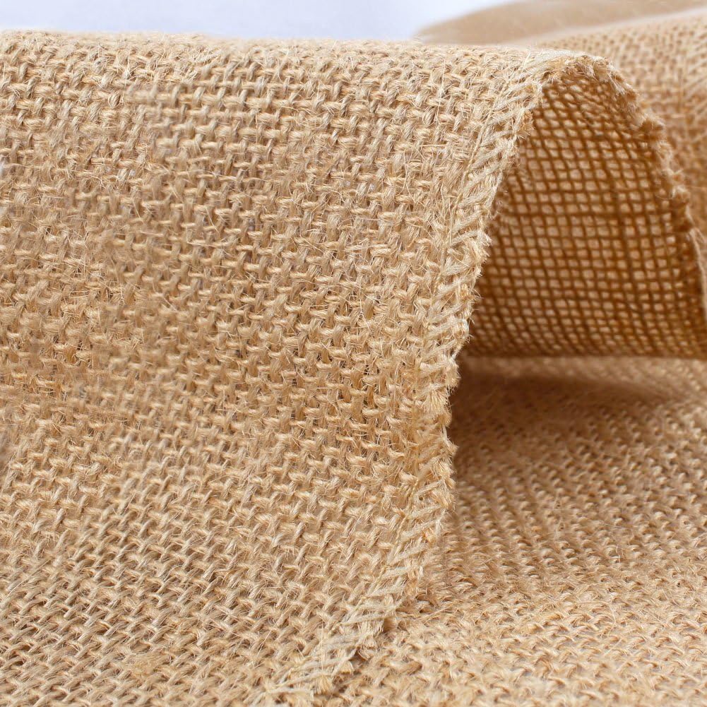OurWarm 12 x 108 Inch Hessian Burlap Table Runner, Natural Jute Table Runners for Country Vintage Wedding Decoration, Rustic Farmhouse Kitchen Decor