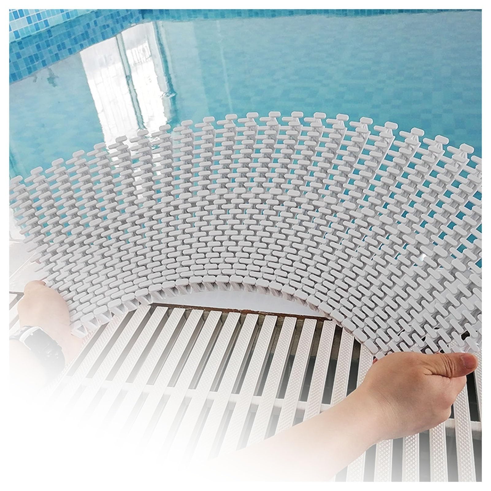 Grilles de trop-plein pour piscine : lot de 8 dalles en PP de 20x100 cm