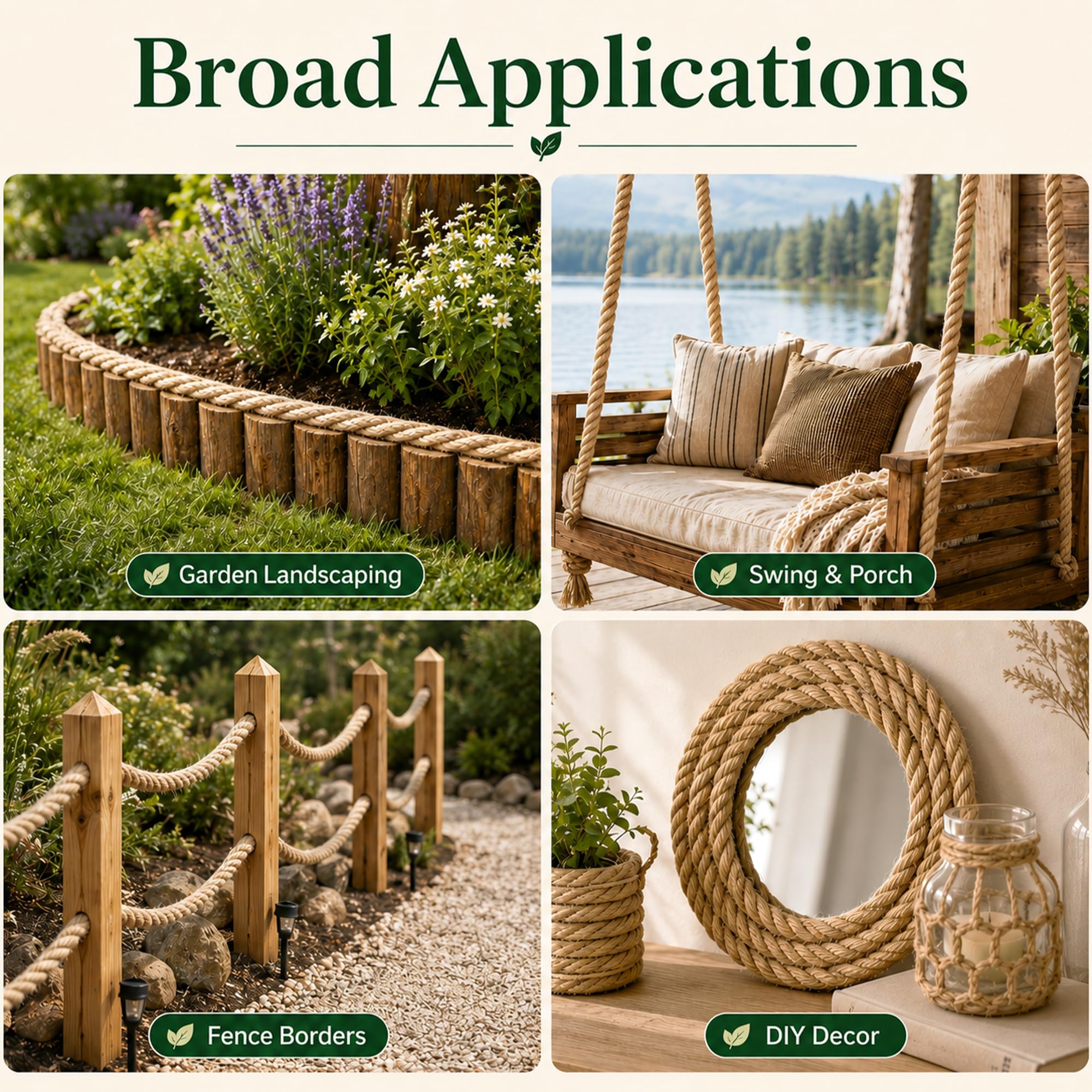 Cuerda de yute trenzada de manila (1 pulgada x 200 pies) cuerda de cáñamo gruesa natural para manualidades, náutica, barandillas, hamaca, decoración