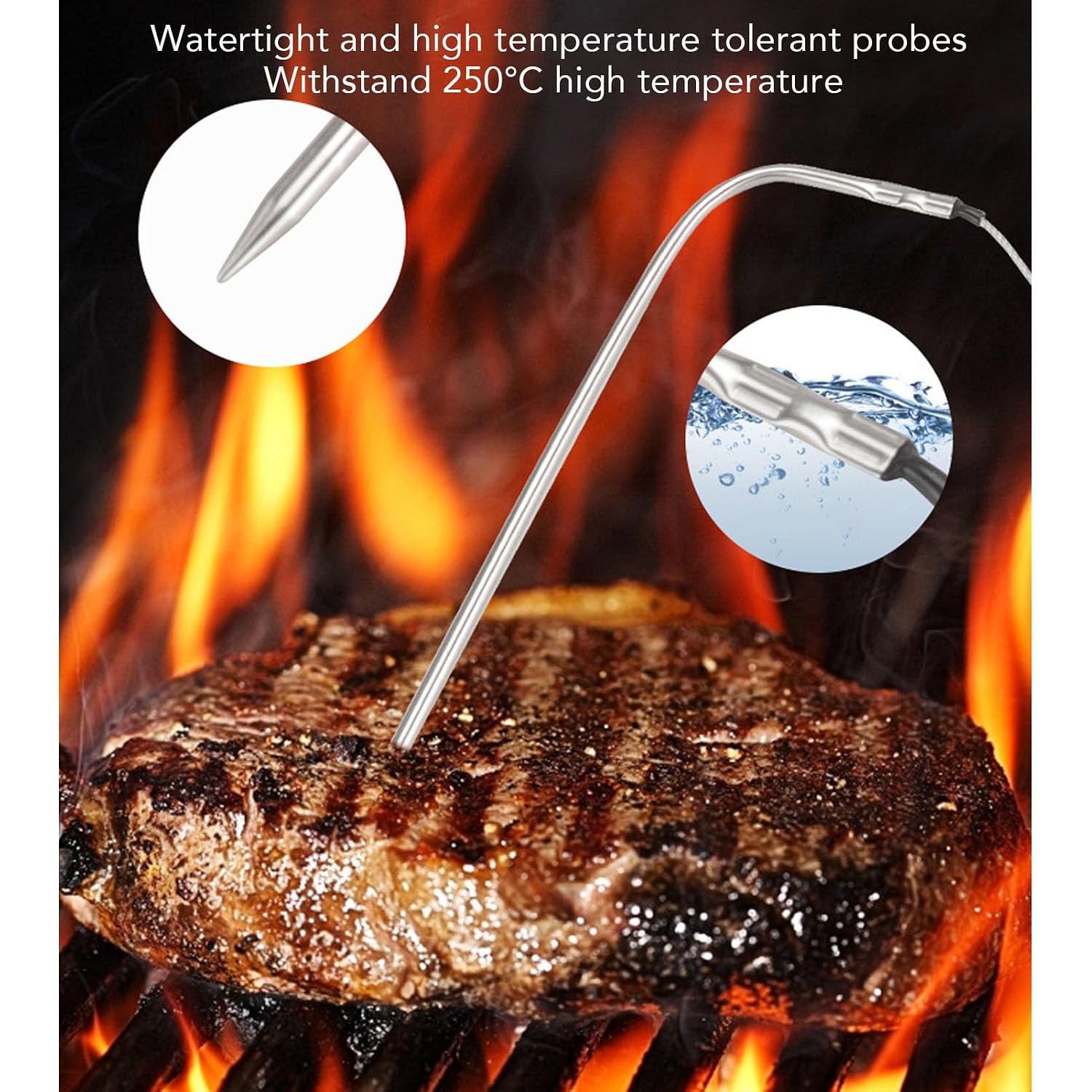 Dual Probe Meat Thermometer Digital for Cooking, Grilling & Smoking with Large LCD Backlight & Alarm, Kitchen Food Grill Thermometer, Smoker Accessories for BBQ, Oven, Oil Fry