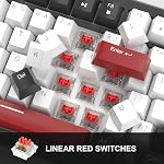 75% Clavier de jeu mécanique, Claque de jeu filaire bleu compact avec commutateurs rouges, EVA Mousse, contrôle du genou, MageGee STAR75 portatif NKRO PC Clavier jeu - noir & blanc
