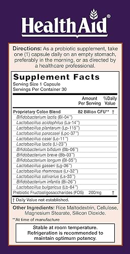 Miniatura 3 de HealthAid ColonProbio 82 mil millones con prebióticos, 14 cepas, una vez al día, 30 unidades, cuidado óptimo del colon, resistente a ácidos y bilis,