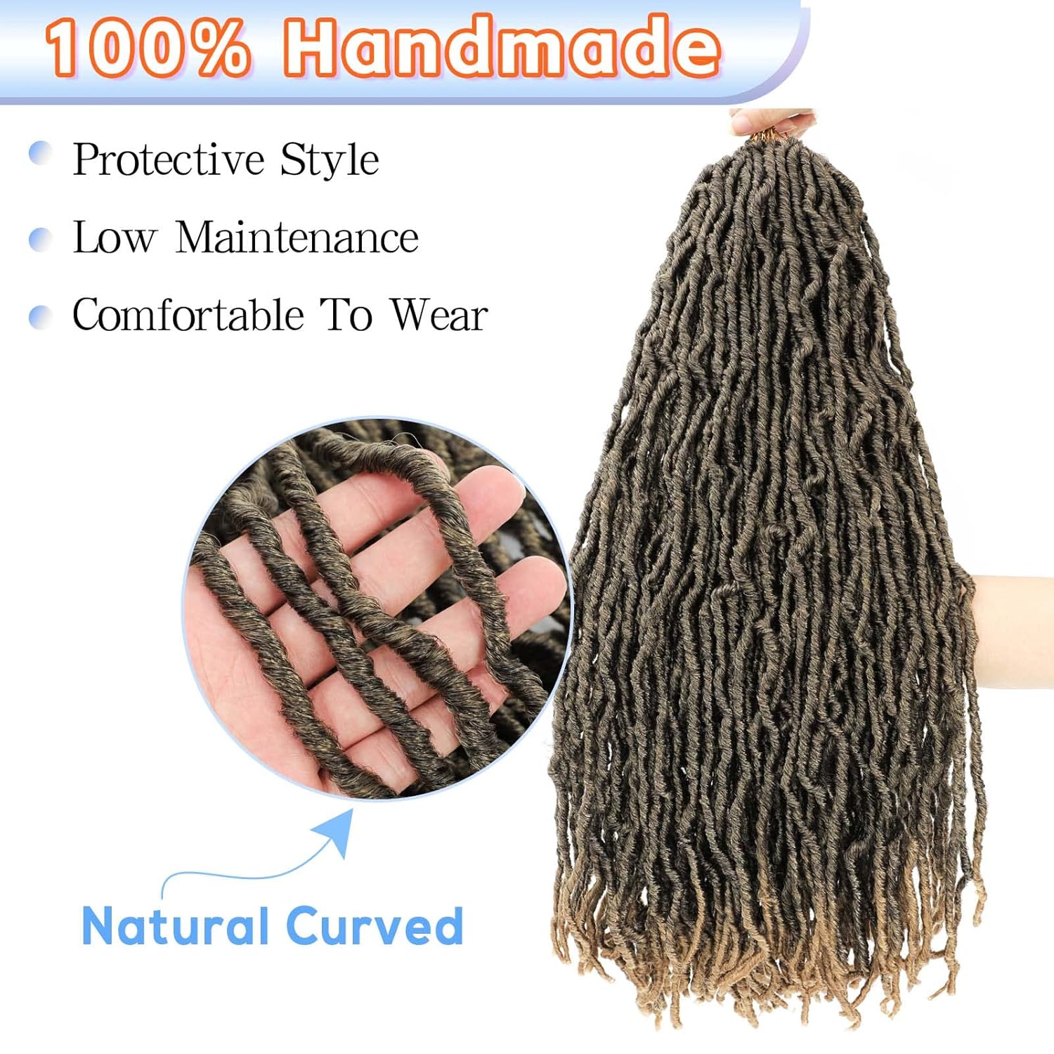 22 Inch Soft Locs 7 Packs Pre Looped Faux Locs Crochet Hair Ombre Blonde Soft Locs Curly Crochet Hair For Black Women(22inch, 7 Packs, T27)