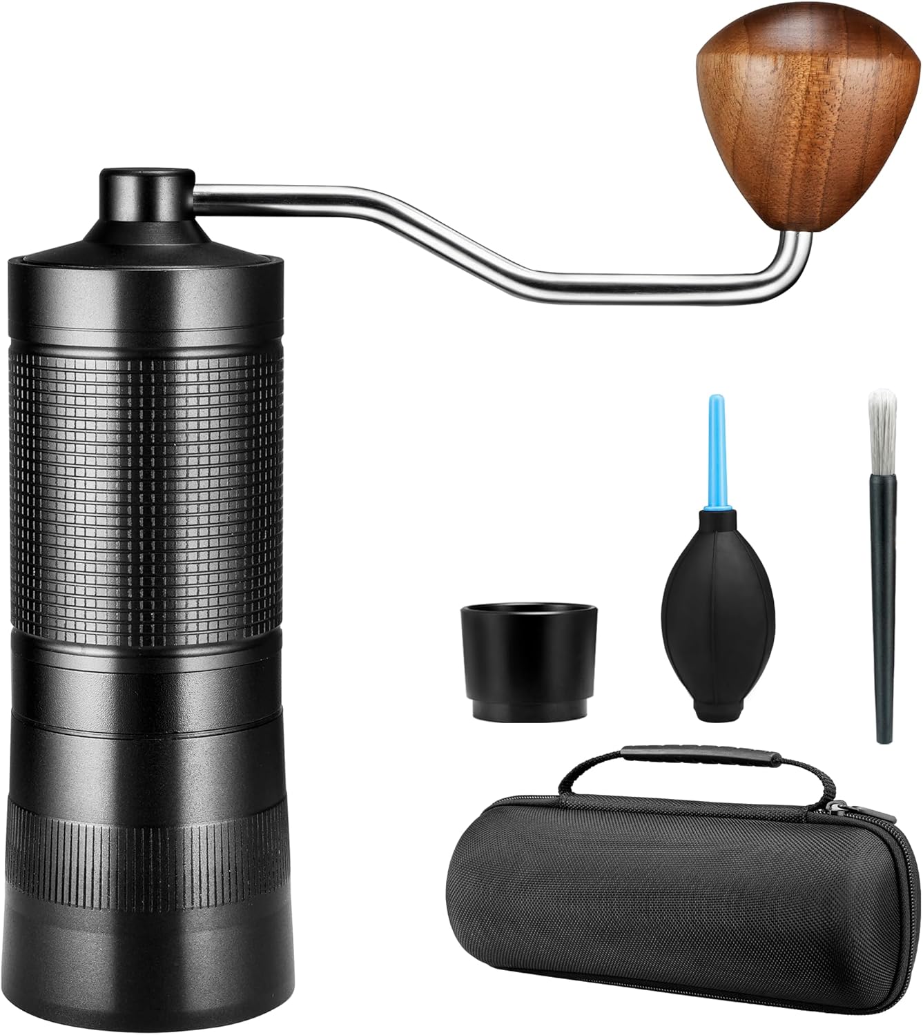 manual coffee grinder with case,portable,ease of use,larger capacity,easy to clean,durability,home，travel ，camping,Black