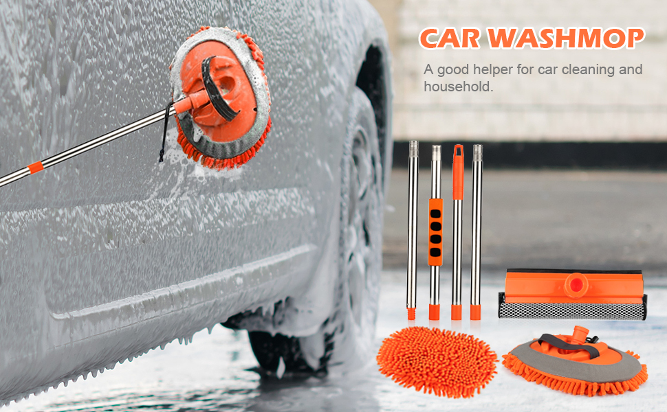 Spazzola Lavaggio Auto 160cm In Microfibra - Manico Regolabile Per Auto E Casa - Foto 2