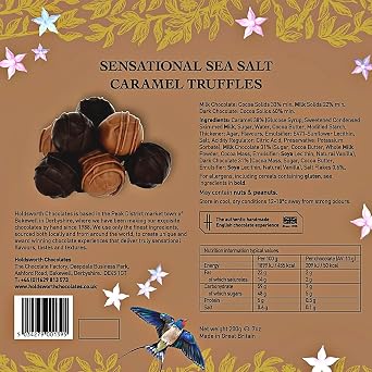 Holdsworth Chocolates Occasions Collection - Sensational Sea Salt Caramel Truffles Enrobed in Milk and Dark Chocolate Perfect for Gifting 200g