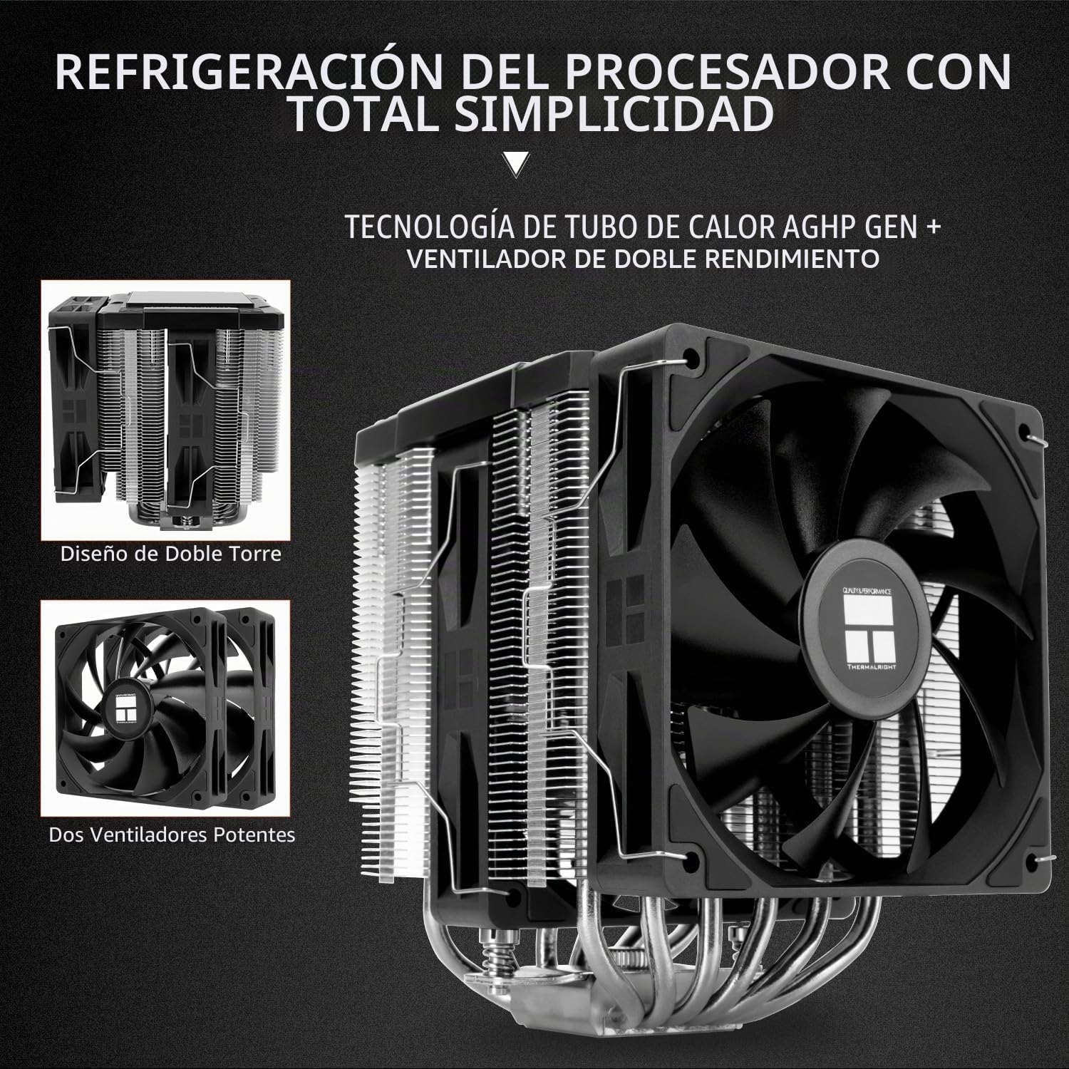 TR Peerless Assassin 120 Digital Black - Enfriador de CPU para ordenador con 6 tubos de calor, para AM4/AM5, Intel LGA1700/1851/1150/1151/1200