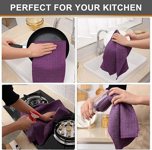 Miniatura 657 de Kitinjoy - Paños de cocina 100% algodón, paquete de 6 paños de cocina ultra suaves y absorbentes para secar platos, toallas de cocina de secado
