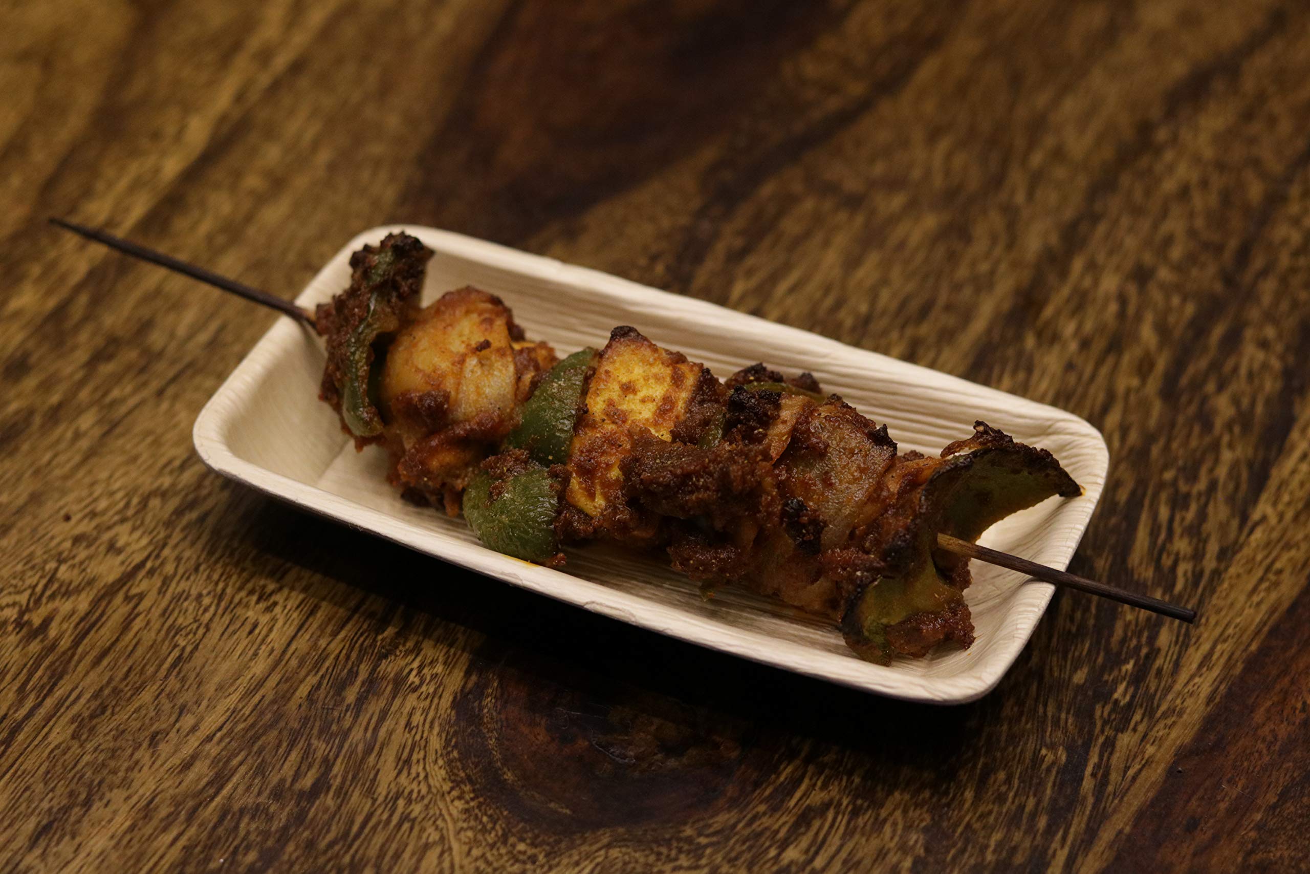 NATURAWARES 6x3 inches Eco-Friendly Disposable Palm Leaf Rectangular Bowls Pack of 25 Biodegradable Dinnerware, Wooden Boat Bowl for French Fries, Salad, Noodles