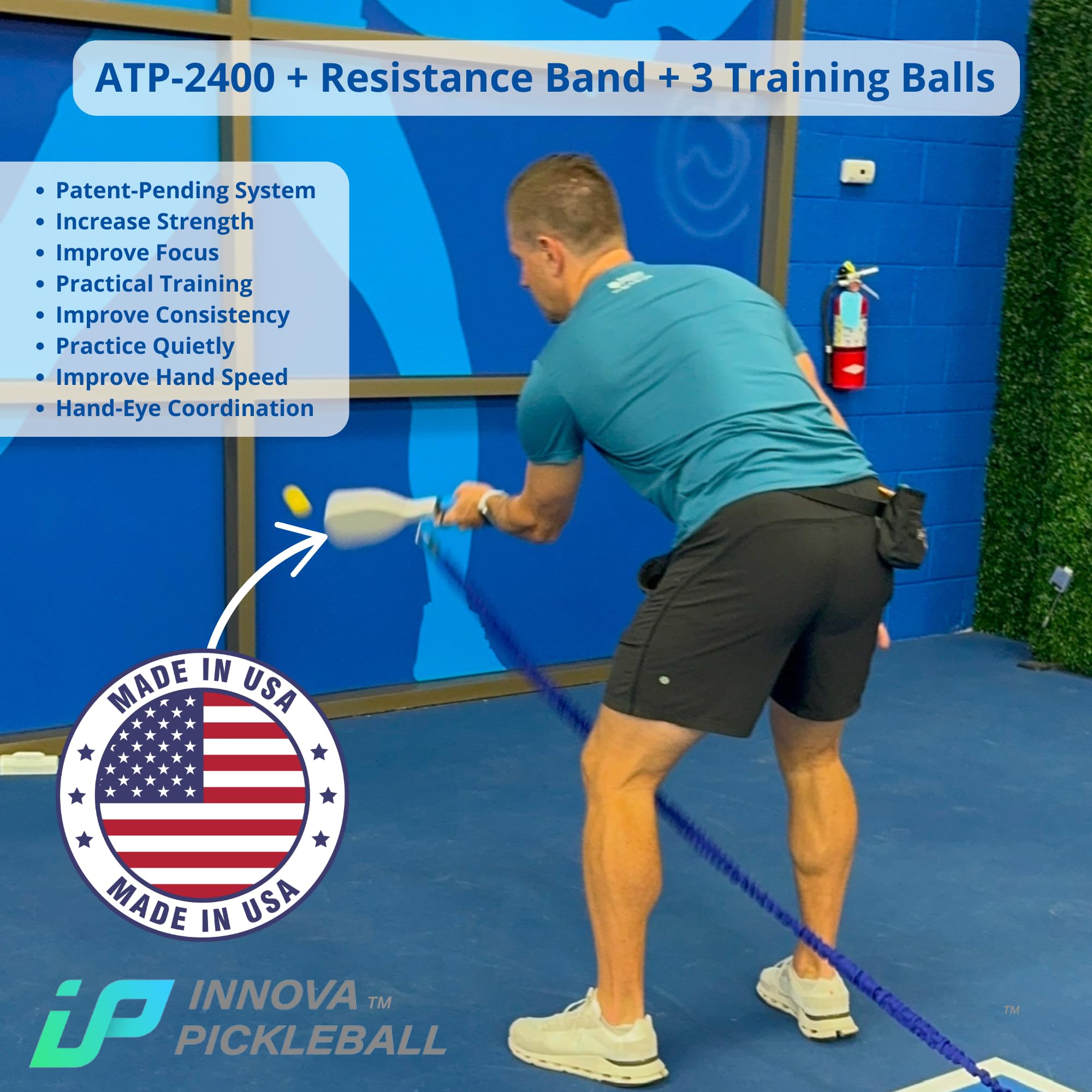 Innova Pickleball ATP-2400 Training Pickleball Practice Paddle with Resistance Band and Training Balls