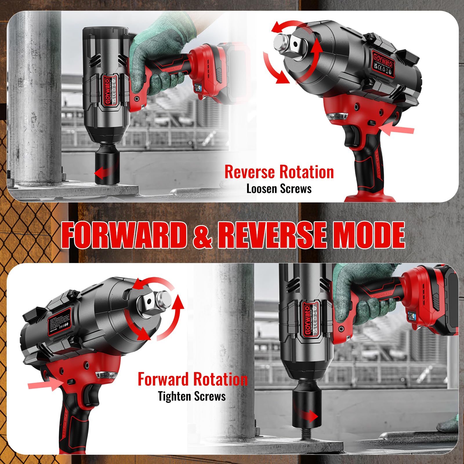 Llave de Impacto 2100Nm Compatible con Baterías Ma-kita 18V(Sin Batería) | 3/4" Pistola de Impacto con Luz LED, Motor Brushless 2800RPM, 3 Velocidades, Modo RSS, Solo Herramienta, para Automotriz