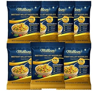 Millezo Instant Millet Noodles Magic Masala | Little Millet (Kutki/Sama) Healthy Noodles | High Fiber, Plant-Based Protein | No Maida, No MSG | Rich in Calcium & Iron | Ready in 5 Minutes | 60g Pack (Pack of 7)