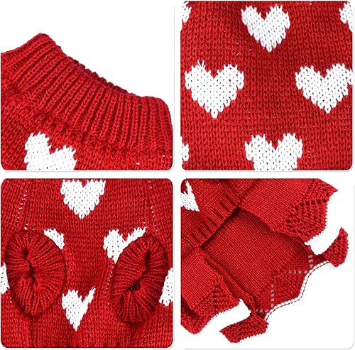 Miniatura 9 de Vestido de suéter para cachorro, San Valentín, Navidad, niña, rojo, invierno, cálido, vestido de princesa, prendas de punto, suéter para mascotas,