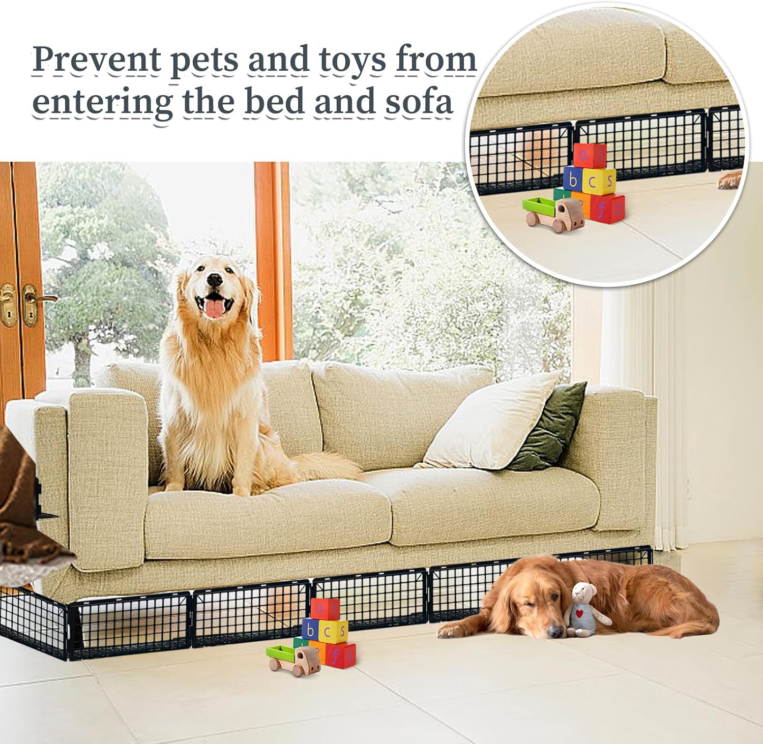 KEOHOLI 12 Pcs Under Couch Blocker, Under Bed Counch Furniture Blocker Plastic Stopper, Couch Guards Bumper Stop for Things Pets (6.6inch x 14.5inch)