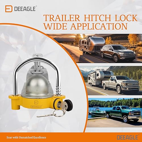 Miniatura 4 de DEEAGLE Bloqueo de acoplador de bola de remolque, cerradura de bola universal para remolque, se adapta a acopladores de enganche de 1-78, 2 y 2-516