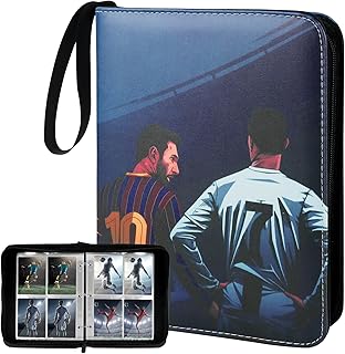 Foreverup Trading Card Album for Football, 400 Pockets Trading Card Binder with 50 Removable Sleeves, Trading Card Album with Zipper and Handle Strap, Card Folder for Sports Game Cards Collect