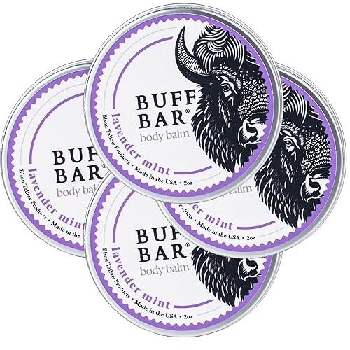 Miniatura 1 de Big Crazy Buffalo Pure Bison Tallow Balm, paquete de 4  Todo propósito, mantequilla corporal, hidratación de cuerpo completo, derivado de forma