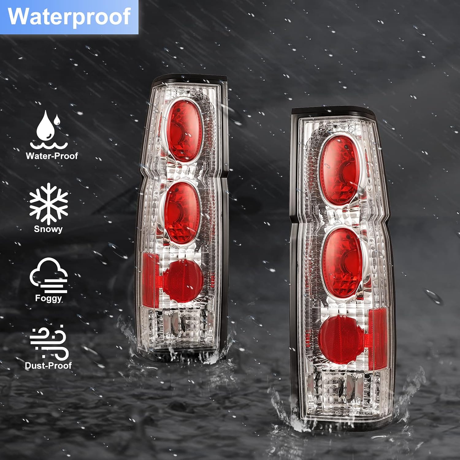 Pair I1MOTOR Tail Lights For Nissan Hardbody Pickup D21 1986-1997 – Clear Lens Chrome Housing