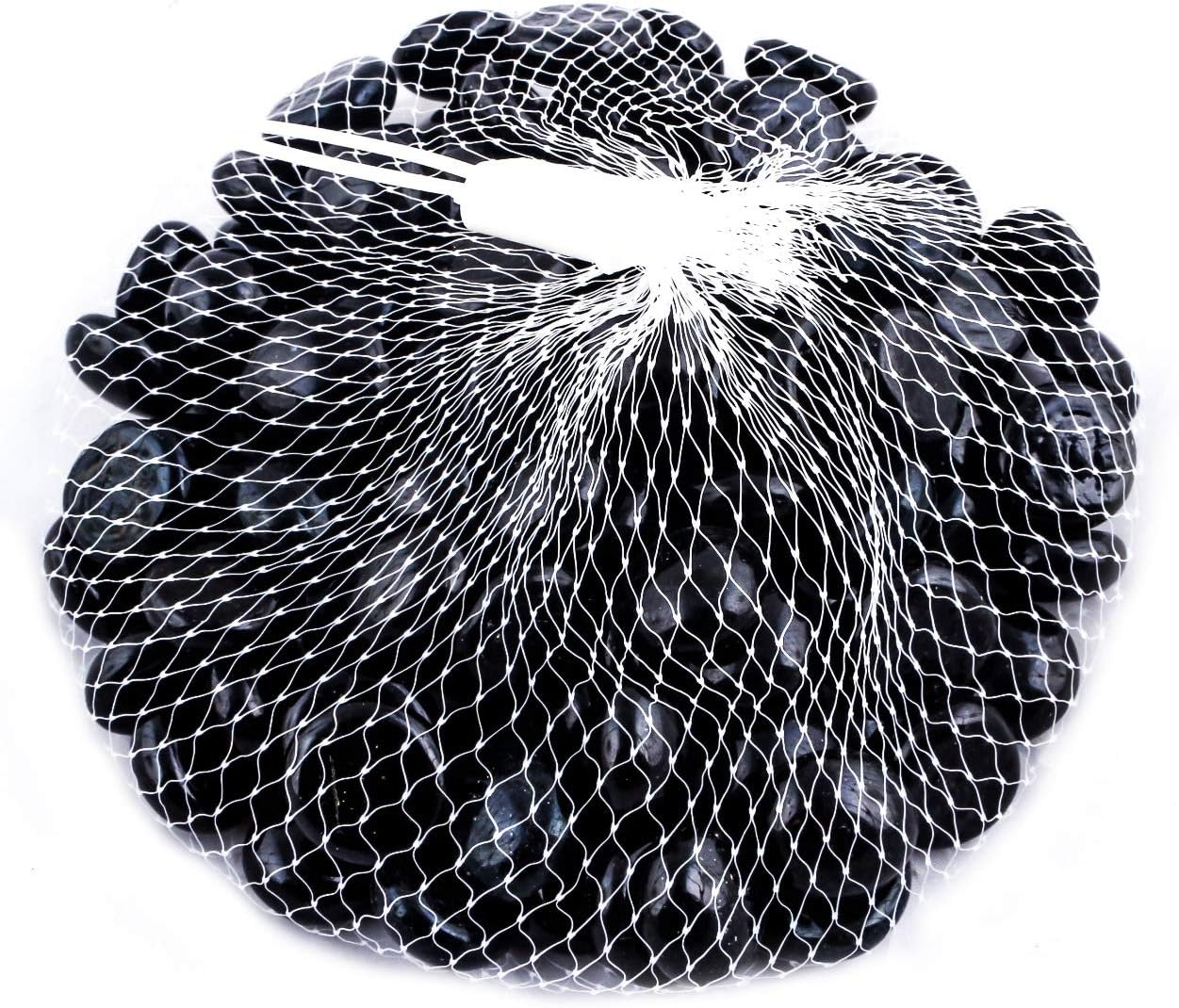 1Kg Black Glass Pebbles (approx 165 pebbles) Size 12- 23mm approx