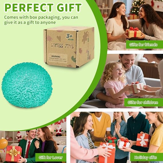 Squeeze Toys for Kids, 2.36in Stress Relief Balls, Durable & Safe Stress Toys for Boys and Girls Age 3+, Ideal for Autism, Adults, and Classroom Rewards (Green)