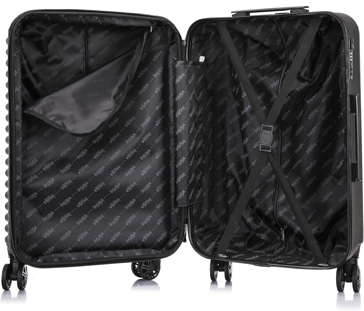 InUSA ALLY Travel Suitcase with Spinner Wheels | Lightweight Ergonomic Luggage Handles and TSA Lock Spacious Traveling Suitcases | 28 Inch Hardside Large Luggage | Black
