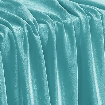 KKJIAF Aqua Sky Stretch Velvet Fabric 60 Inch Wide, 1 Yard Soft Stretchy Fabric for Sewing Clothes, Apparel, Costume, Crafts - 90% Polyester 10% Spandex